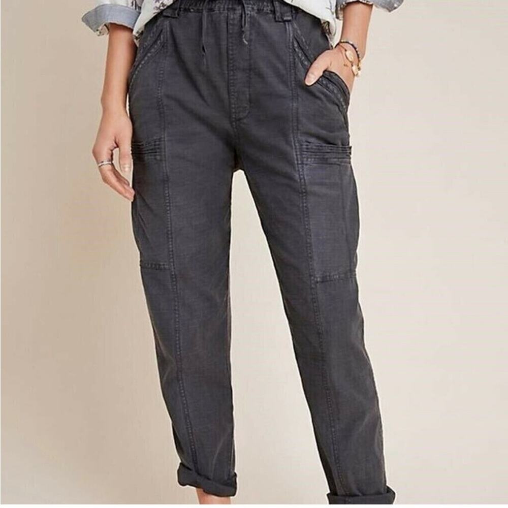 Anthropologie Angela Cropped Cargo Pants Utility Drawstring in Faded Gray - 27